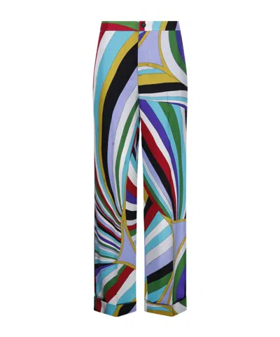 Pucci Maddalena Printed High Waist Trousers In Multi