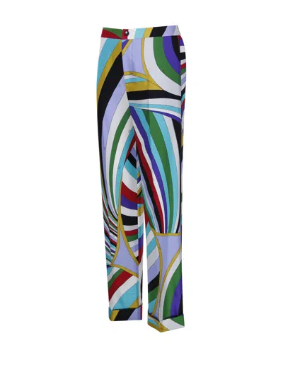 Pucci Maddalena Printed High Waist Trousers In Multi