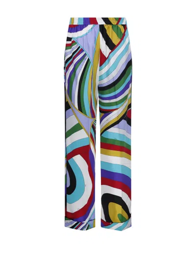 Pucci Maddalena Printed High Waist Trousers In Multi