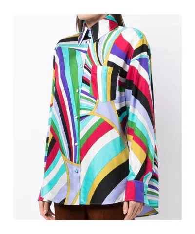 Pucci Abstract-print Silk Shirt In Multi