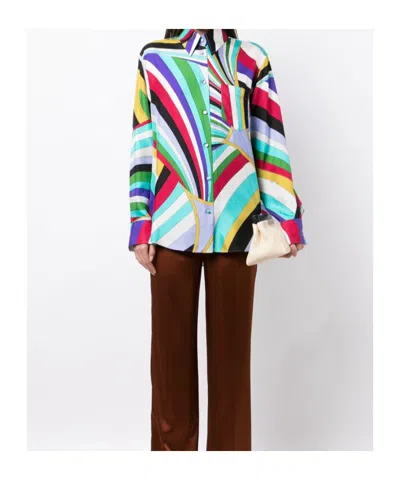 Pucci Abstract-print Silk Shirt In Multi