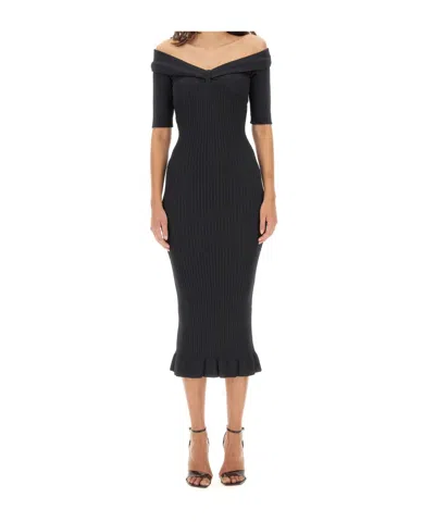 Philosophy Di Lorenzo Serafini Bow Detailed Off-shoulder Dress In Black