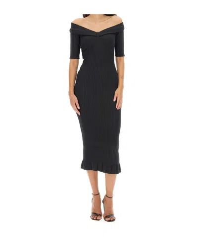 Philosophy Di Lorenzo Serafini Bow Detailed Off-shoulder Dress In Black