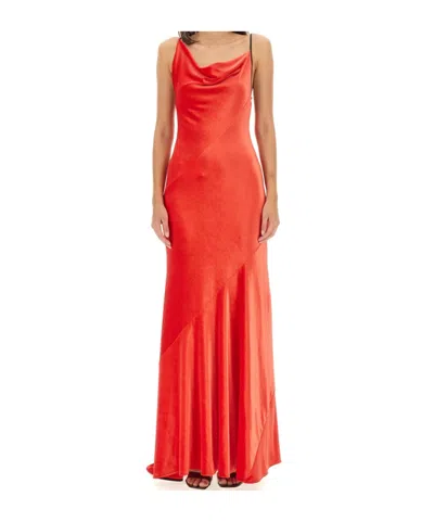 Philosophy Di Lorenzo Serafini Long Draped Velvet Dress With Asymmetric Neckline