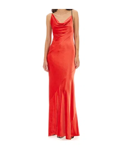 Philosophy Di Lorenzo Serafini Long Draped Velvet Dress With Asymmetric Neckline