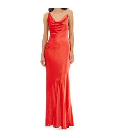 Philosophy Di Lorenzo Serafini Long Draped Velvet Dress With Asymmetric Neckline