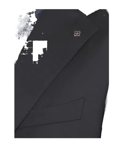 Tagliatore Blue Virgin Wool Tuxedo Suit In Black