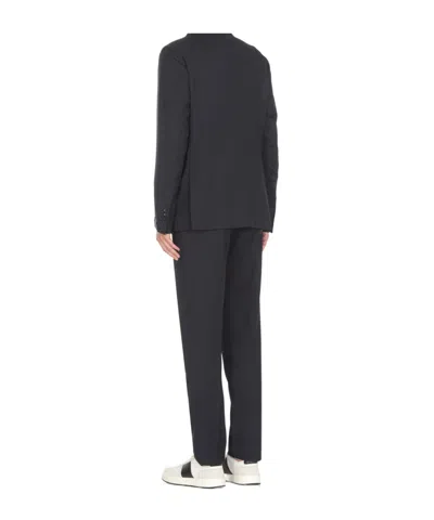Tagliatore Blue Virgin Wool Tuxedo Suit In Black