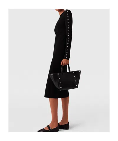 Stella Mccartney Studded Long Sleeve Midi Dress In Black