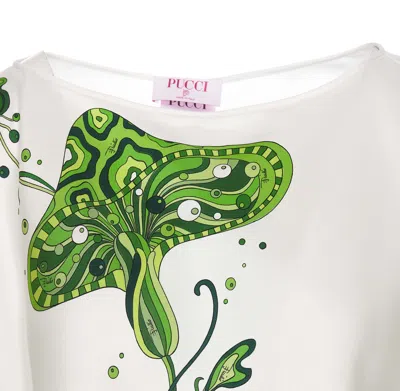 Pucci Asymmetric Graphic-print Silk Blouse In White