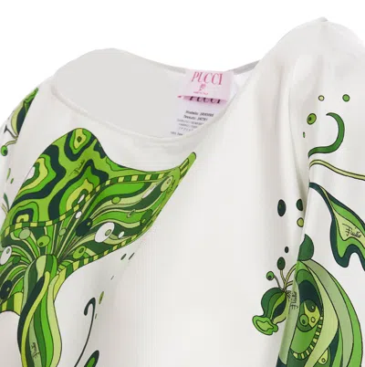 Pucci Asymmetric Graphic-print Silk Blouse In White