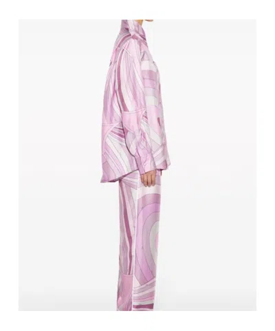 Pucci Iride-print Silk Shirt In Purple