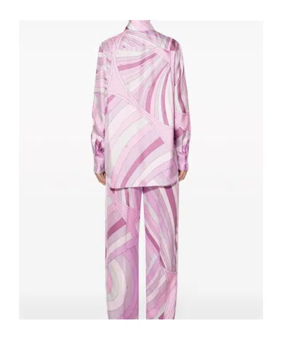 Pucci Iride-print Silk Shirt In Purple