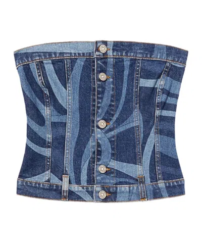 Pucci Abstract-print Denim Corset