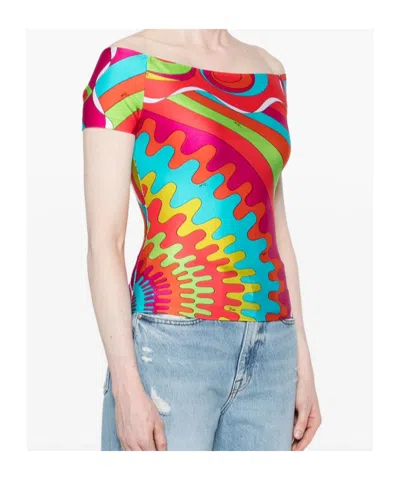 Pucci Bersaglio-print Off-shoulder Top In Multi
