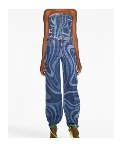 Pucci Abstract-print Denim Corset