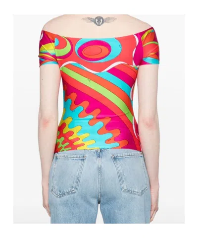 Pucci Bersaglio-print Off-shoulder Top In Multi