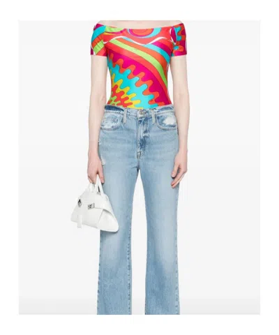 Pucci Bersaglio-print Off-shoulder Top In Multi