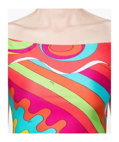 Pucci Bersaglio-print Off-shoulder Top In Multi