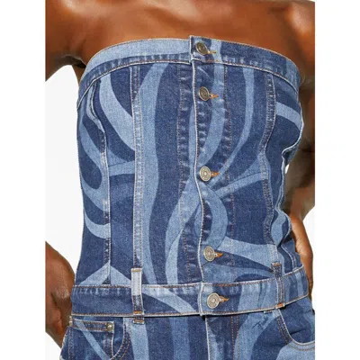 Pucci Abstract-print Denim Corset