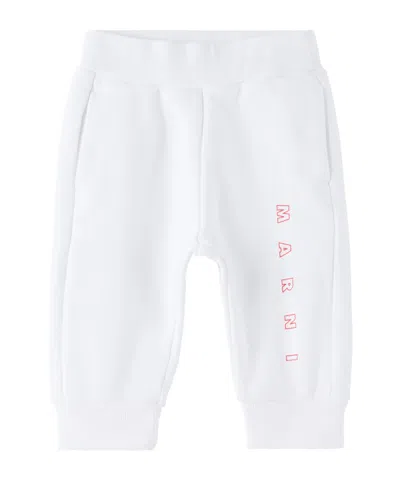 Marni Kids Logo Printed Fleece Jogger Pants In White