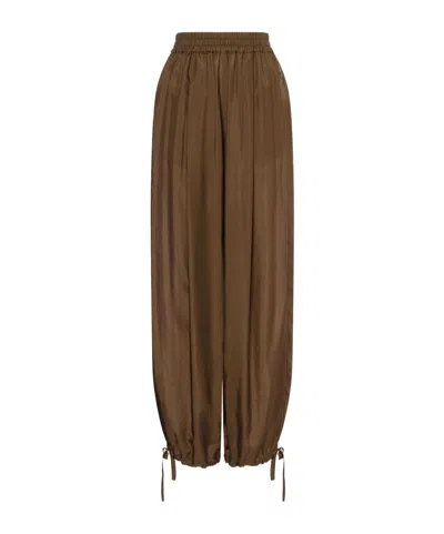Philosophy Di Lorenzo Serafini Brown Trousers With Elastic Waistband And Drawstring Cuffs