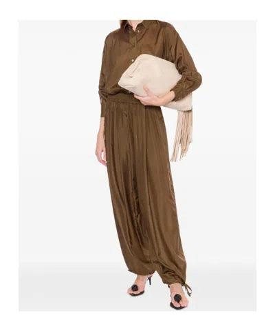 Philosophy Di Lorenzo Serafini Brown Trousers With Elastic Waistband And Drawstring Cuffs