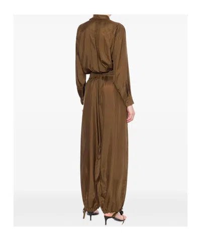 Philosophy Di Lorenzo Serafini Brown Trousers With Elastic Waistband And Drawstring Cuffs