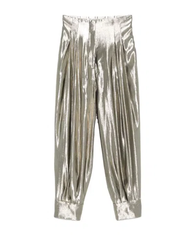 Philosophy Di Lorenzo Serafini Silver Casual Trousers Laminated-effect In Gray