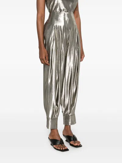 Philosophy Di Lorenzo Serafini Silver Casual Trousers Laminated-effect In Gray