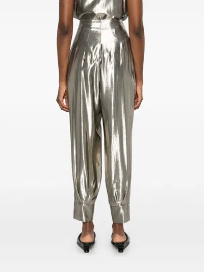 Philosophy Di Lorenzo Serafini Silver Casual Trousers Laminated-effect In Gray
