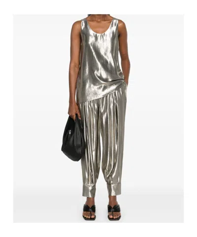 Philosophy Di Lorenzo Serafini Silver Casual Trousers Laminated-effect In Gray
