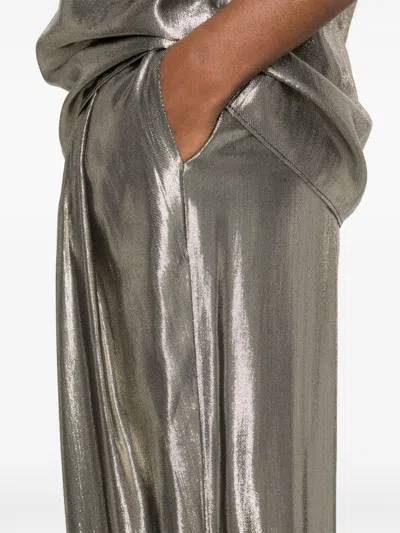 Philosophy Di Lorenzo Serafini Silver Casual Trousers Laminated-effect In Gray
