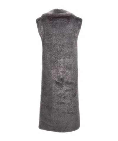 Philosophy Di Lorenzo Serafini Lapel Sleeveless Fur Coat In Gray