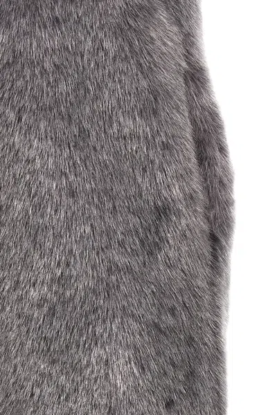 Philosophy Di Lorenzo Serafini Lapel Sleeveless Fur Coat In Gray