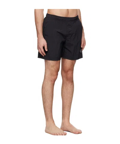 Stone Island Pleated Swimming Trunks In Black