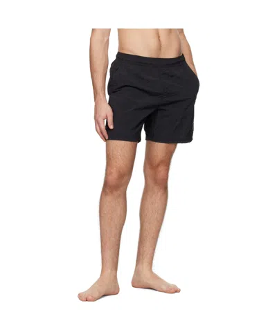 Stone Island Pleated Swimming Trunks In Black