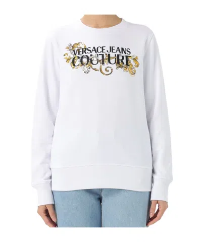 Versace Jeans Crew Neck Long Sleeve Sweatshirt In White