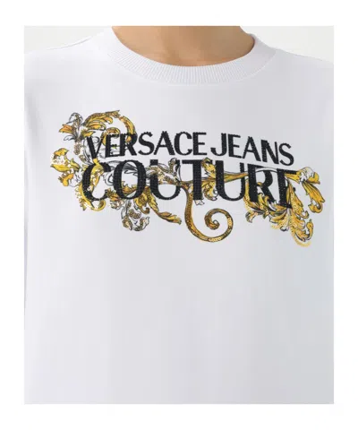 Versace Jeans Crew Neck Long Sleeve Sweatshirt In White