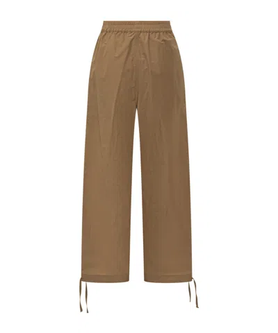Philosophy Di Lorenzo Serafini Wide Leg Drawstring Pants In Brown