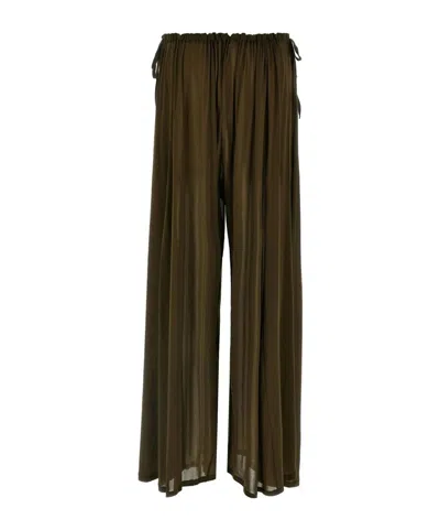 Philosophy Di Lorenzo Serafini Sheer Wide Leg Trousers With Drawstring Detail In Green