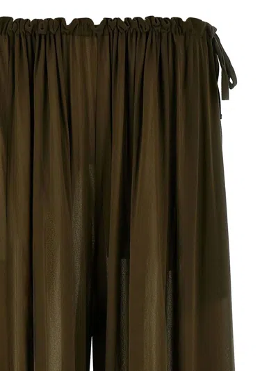 Philosophy Di Lorenzo Serafini Sheer Wide Leg Trousers With Drawstring Detail In Green