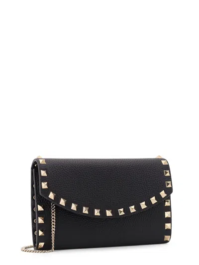 Valentino Rockstud Mini Grainy Leather Wallet On Chain