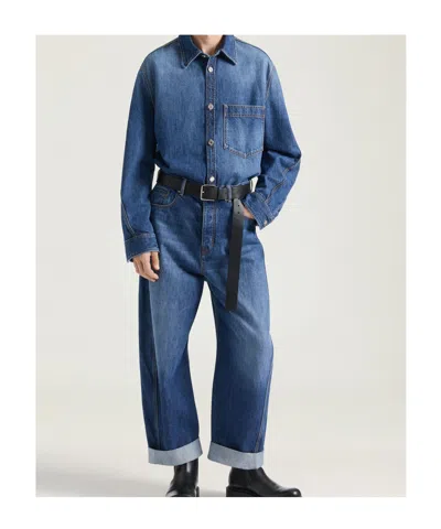 Givenchy Denim Trousers With Belt Loops And Contrast Stitching In Blue