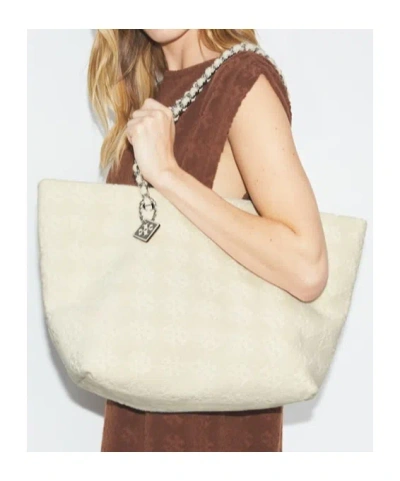 Tory Burch Ella Chain Terry Cloth Tote In White