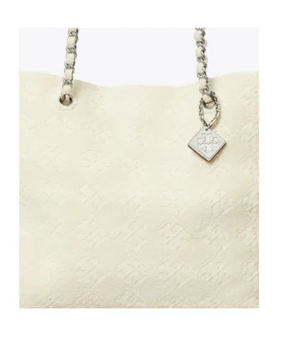 Tory Burch Ella Chain Terry Cloth Tote In White