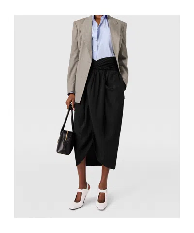 Stella Mccartney Ruched Wrapped Midi Skirt In Black