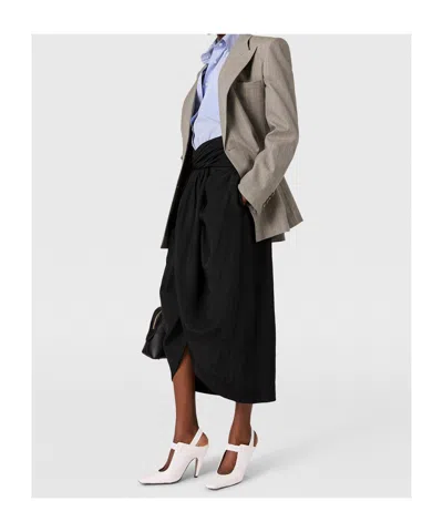 Stella Mccartney Ruched Wrapped Midi Skirt In Black