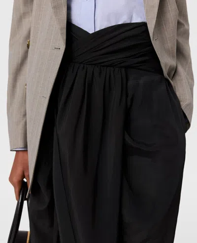 Stella Mccartney Ruched Wrapped Midi Skirt In Black
