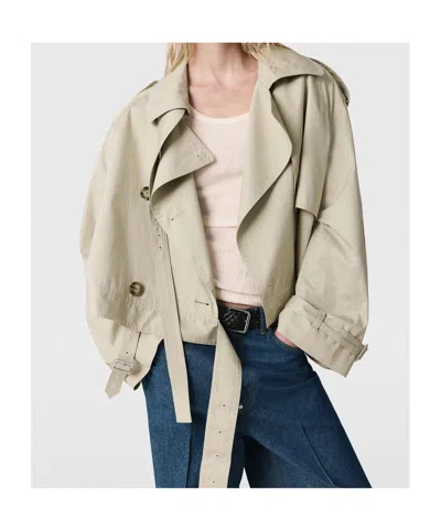 Stella Mccartney Cropped Belt Detail Trench Jacket In Gray